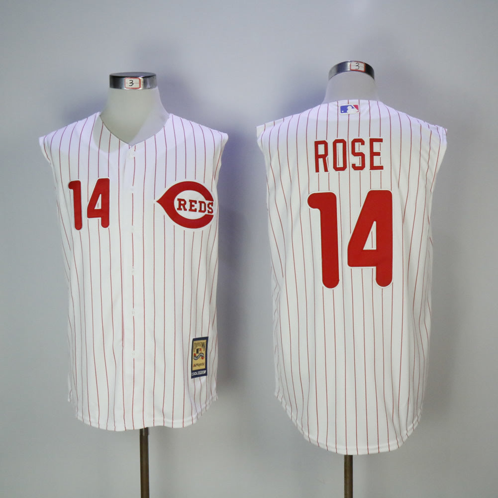 Cincinnati Reds #14 Pete Rose Reds 14 White Red Retro