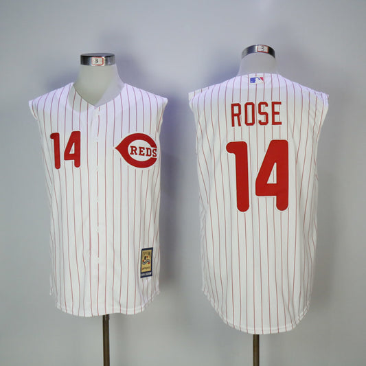 Cincinnati Reds #14 Pete Rose Reds 14 White Red Retro