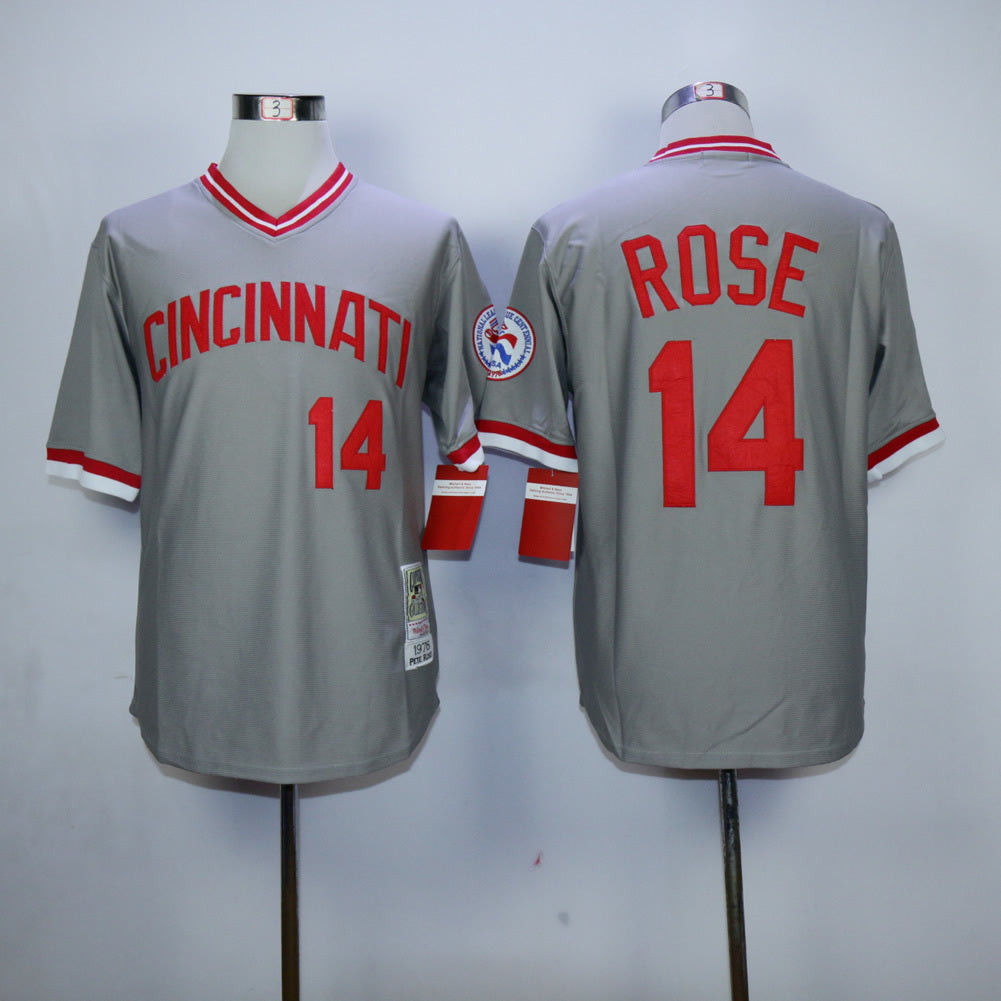 Cincinnati Reds #14 Pete Rose Reds 14# Gray Retro 1976 1