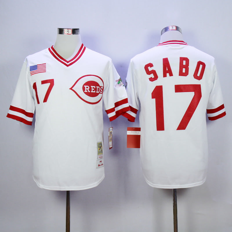 Cincinnati Reds #17 Chris Sabo Reds 17 White 1990 Retro