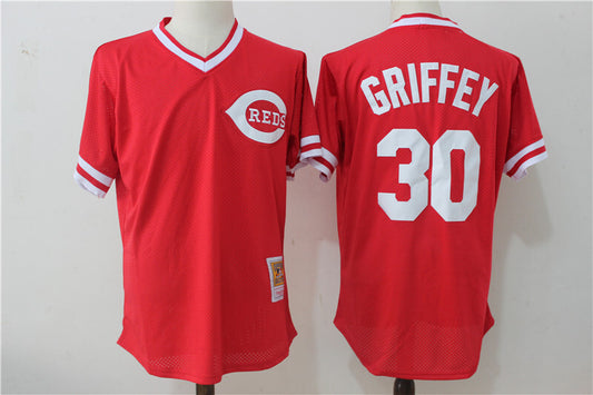 Cincinnati Reds #30 Ken Griffey Jr Mesh Throwback