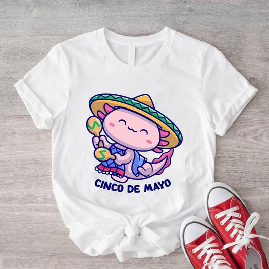 Cinco De Mayo Shirt, Mexico Axolotl T-Shirt, Axolotl Lover Gift Tee, Cute Mexican Fiesta Short Sleeve, Mexican...