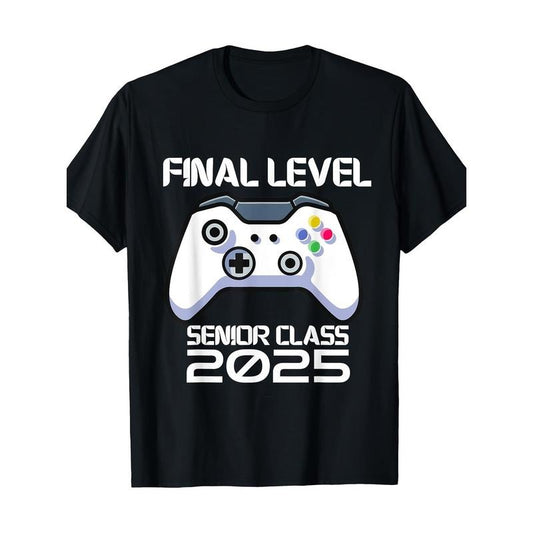 Class Of 2025 Senior Video Game Final Level School Gamer T-Shirt 100%cotton 100%cotton - 180g Made in USA