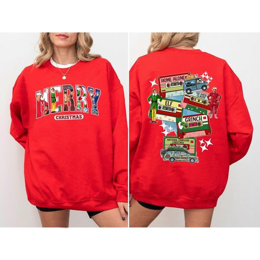 Classic 90s Christmas Movies Shirt, Retro Christmas Movies Two Sides Shirt, Xmas Shirt Merry, Trendy Xmas Shirt, Funny Xmas Shirt