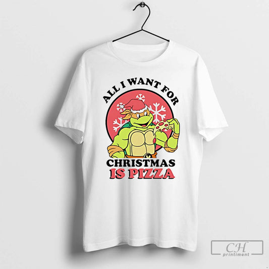 Classic All I Want For Christmas Is Pizza Turtle T-Shirts, Hoodie, Sweatshirt | InkThreadWorks.com
