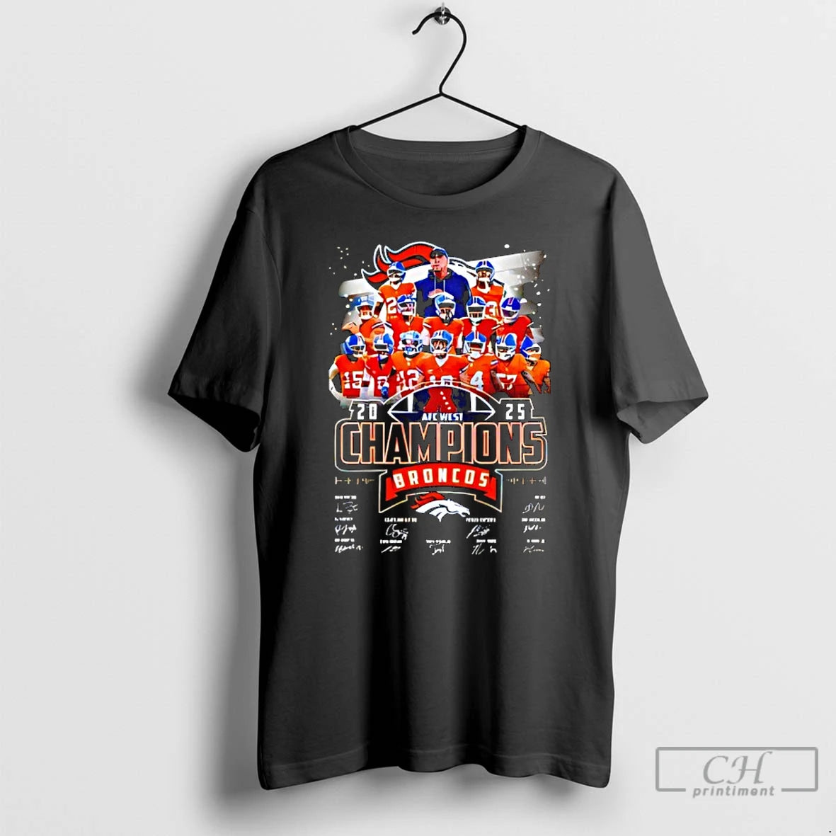Classic Broncos 2025 Afc West Champions Signatures T-Shirts, Hoodie, Sweatshirt | InkThreadWorks.com