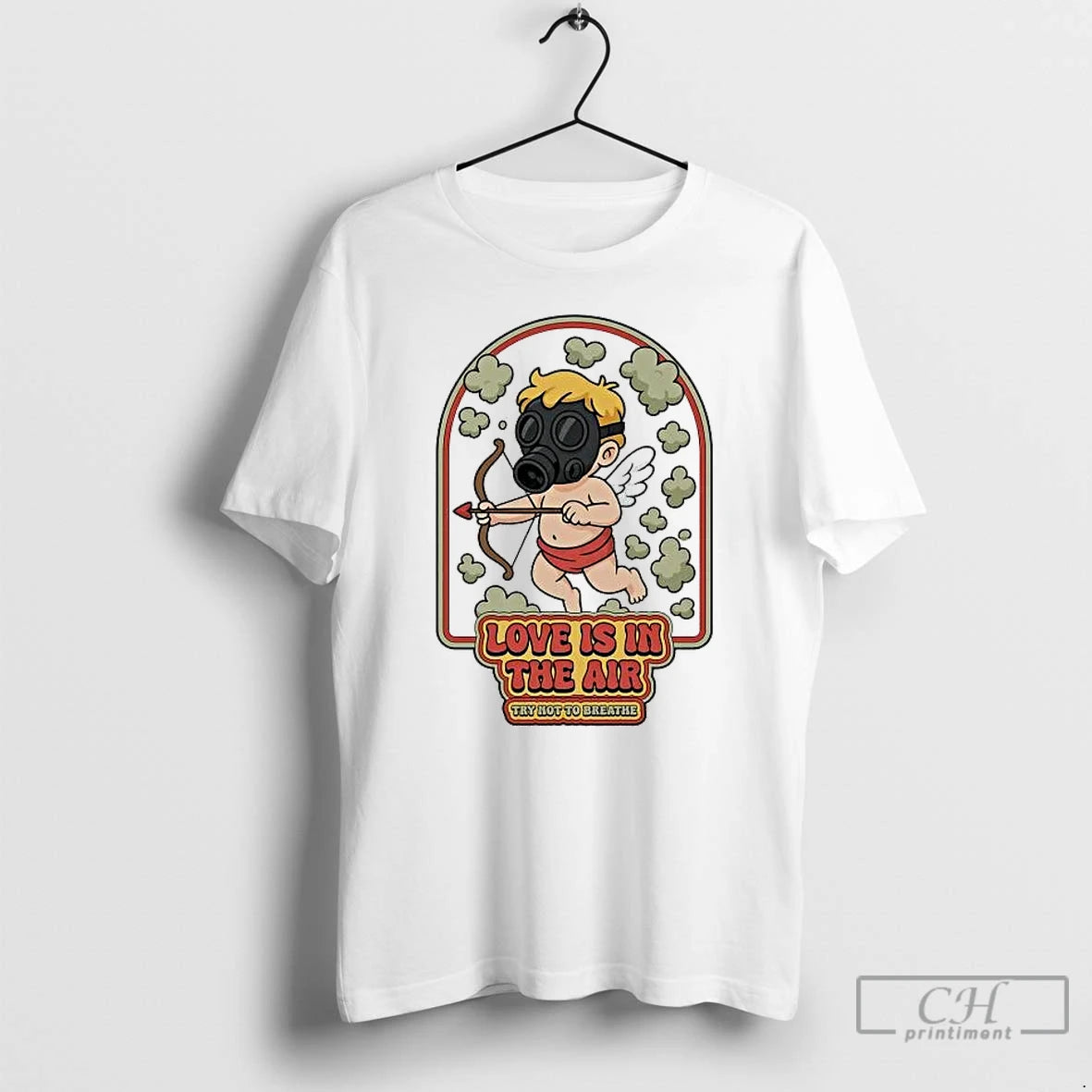 Classic Cupid Gas Clouds Love Is In The Air Try Not To Breathe T Shirts Hoodie, Sweatshirt | InkThreadWorks.com