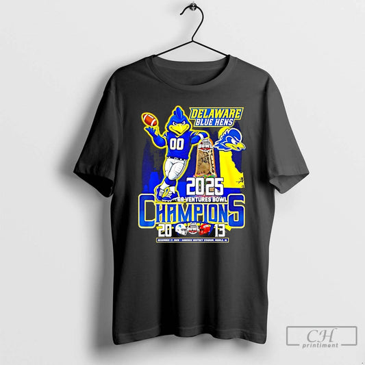 Classic Delaware Blue Hens 2025 68 Ventures Bowl Champions Mascot Score T-Shirts, Hoodie, Sweatshirt | InkThreadWorks.com