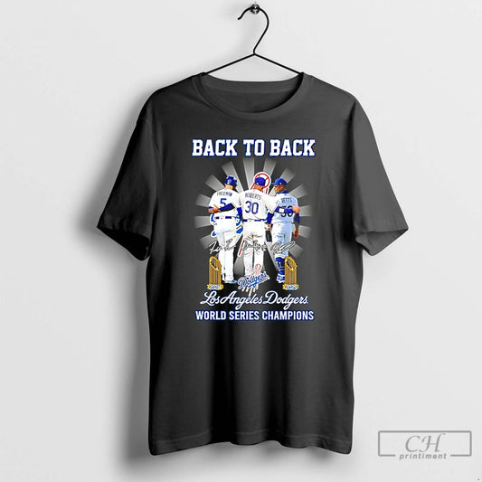 Classic Dodgers Freeman Roberts And Betts Back To Back 24 25 World Series Champions Signatures T-Shirts, Hoodie, Sweatshirt