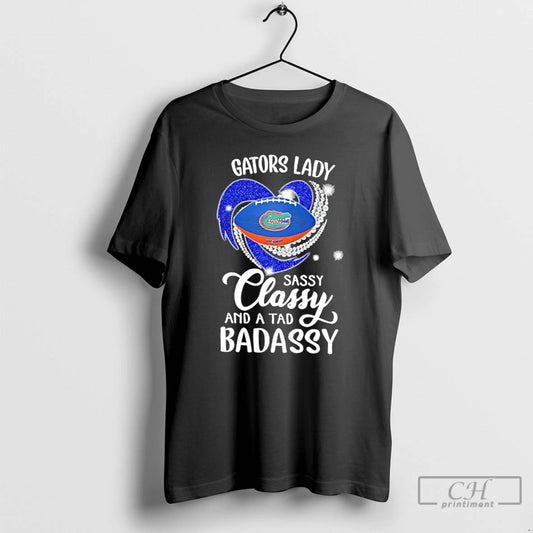 Classic Florida Gators Lady Sassy Classy And A Tad Badassy Diamond Heart T Shirts Sweater Hoodie, Sweatshirt