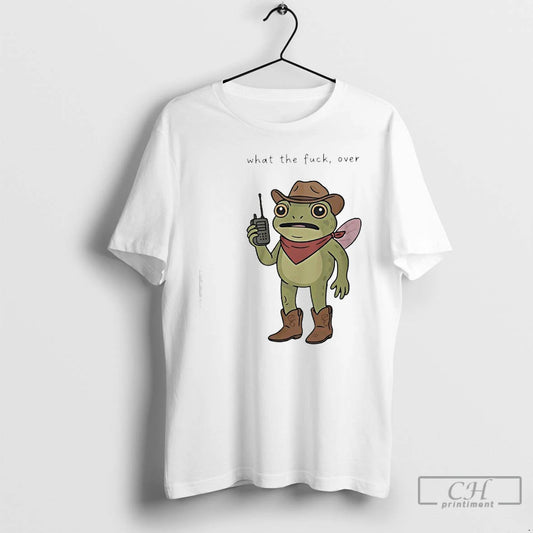 Classic Frog Cowboy Holding Walkie Talkie What The Fuck Over T-Shirts, Hoodie, Sweatshirt | InkThreadWorks.com