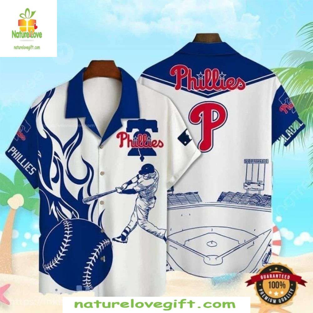 MLB Phillies Hawaiian Shirt Baseball Tropical Game Day Style 77XQF7FM