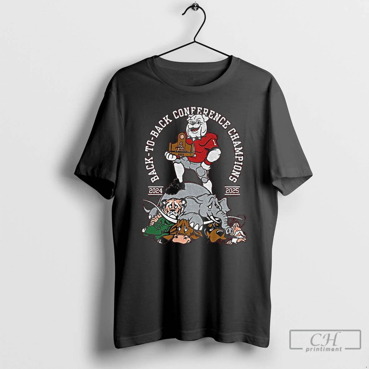 Classic Georgia Bulldogs 2024 25 Back To Back Conference Champions Mascot T-Shirts, Hoodie, Sweatshirt | InkThreadWorks.com
