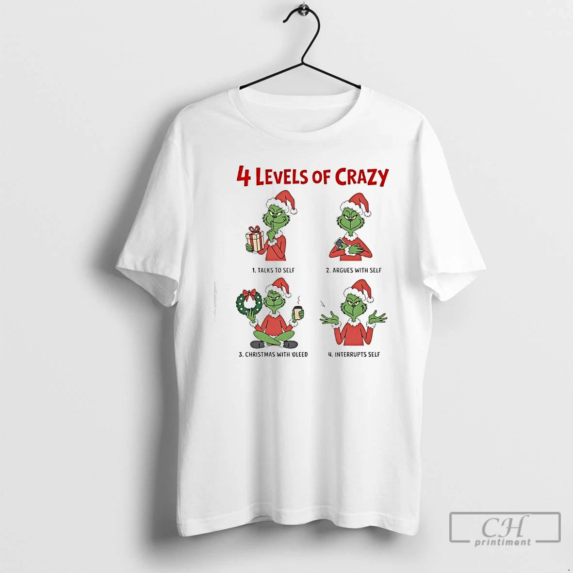 Classic Grinch Xmas Four Escalating Levels Of Crazy T-Shirts, Hoodie, Sweatshirt | InkThreadWorks.com
