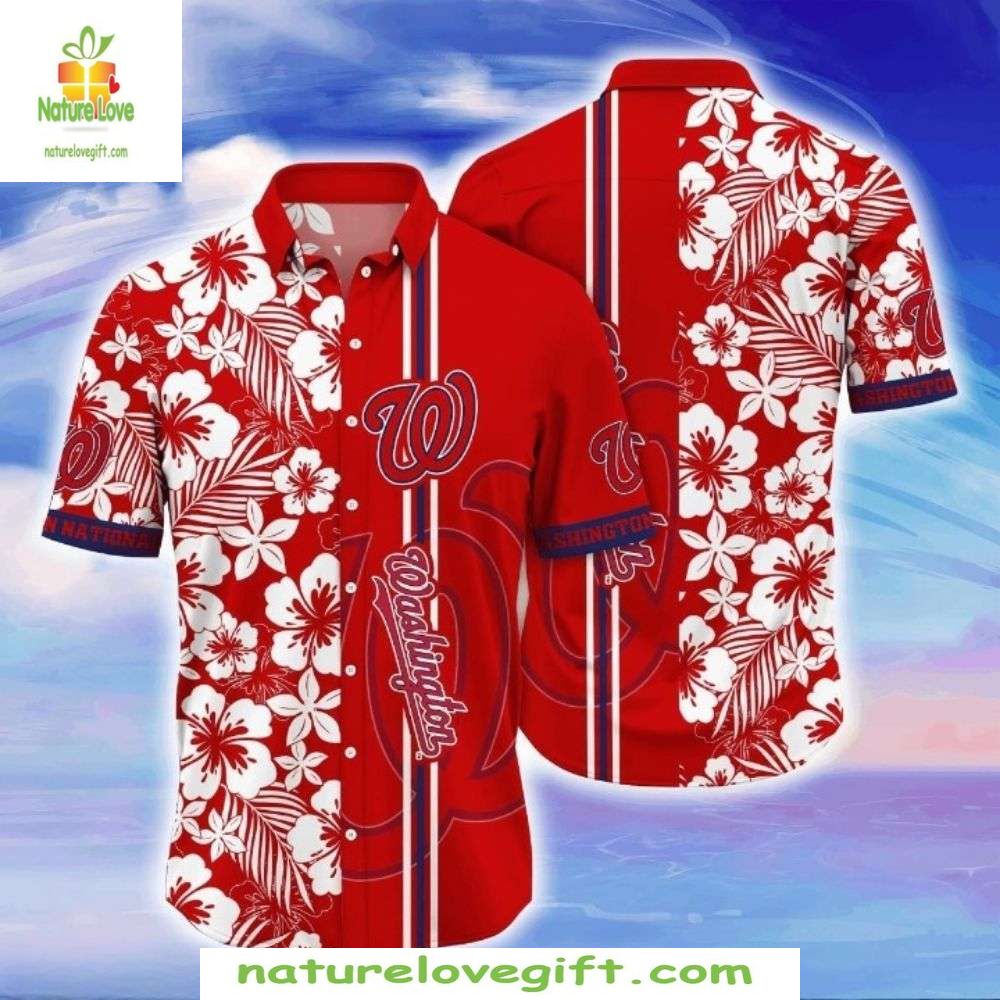 Washington Nationals Hawaiian Shirt Hibiscus Floral Baseball Apparel