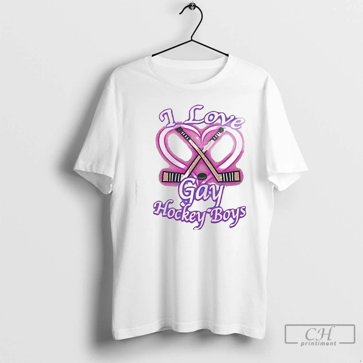 Classic I Love Gay Hockey Boys Airbrushed Design T-Shirts, Hoodie, Sweatshirt | InkThreadWorks.com