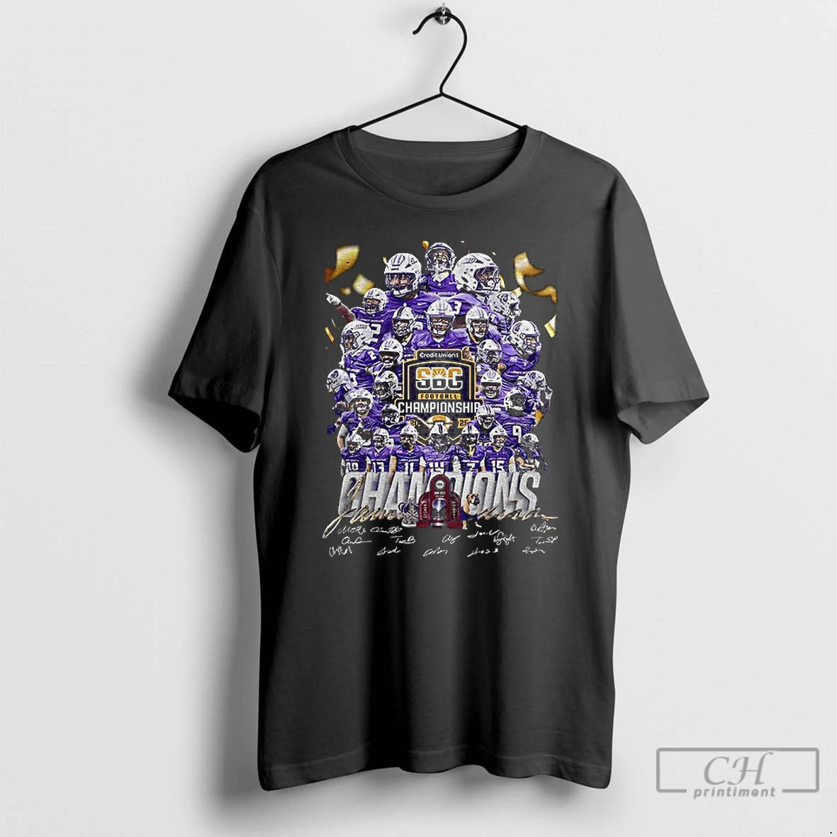 Classic James Madison Dukes Sun Belt Conference 2025 Champions Signatures T-Shirts, Hoodie, Sweatshirt | InkThreadWorks.com