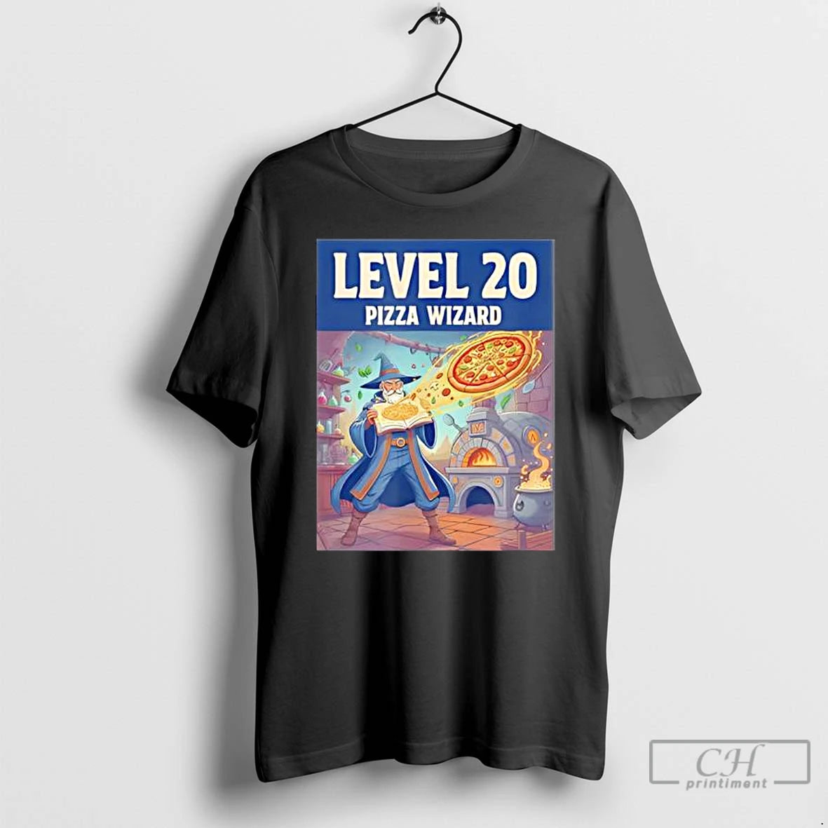 Classic Level 20 Pizza Wizard Fantasy Food Magic T-Shirts, Hoodie, Sweatshirt | InkThreadWorks.com