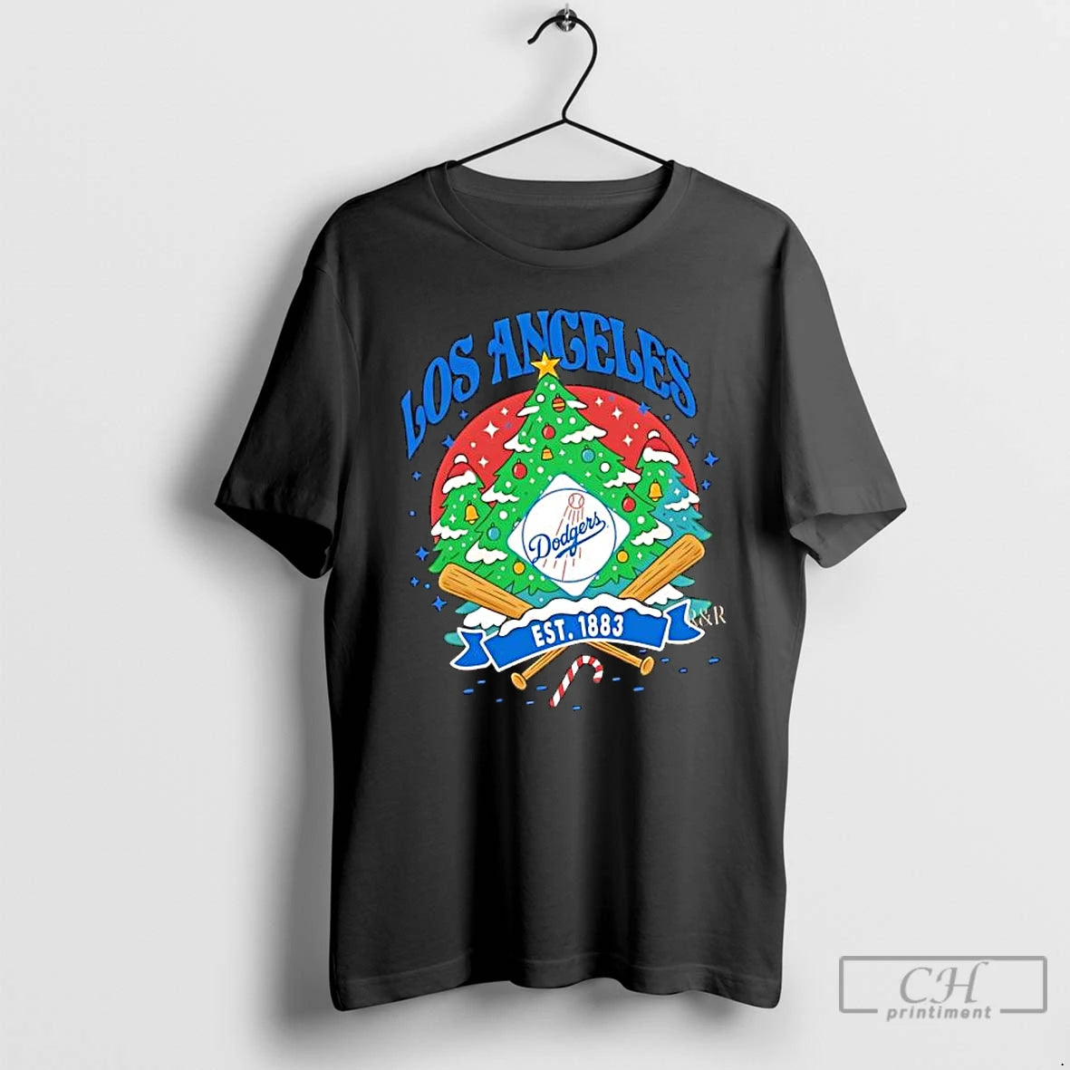 Classic Los Angeles Dodgers Ugly Christmas Tree Motif Est 1883 Logo T-Shirts, Hoodie, Sweatshirt | InkThreadWorks.com