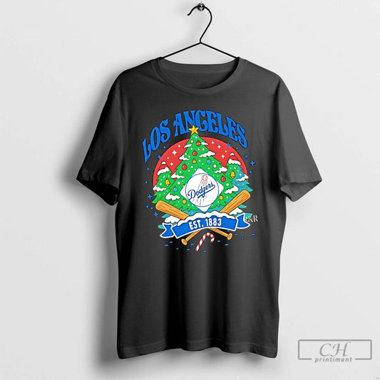 Classic Los Angeles Dodgers Ugly Christmas Tree Motif Est 1883 Logo T-Shirts, Hoodie, Sweatshirt | InkThreadWorks.com