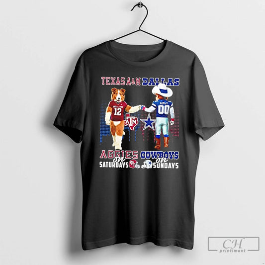 Classic Mascots Texas Am Aggies On Saturdays X Dallas Cowboys On Sundays Skyline T Shirts Hoodie, Sweatshirt