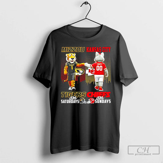 Classic Missouri Tigers Saturdays Vs Kansas City Chiefs Sundays Mascot Skyline T-Shirts, Hoodie, Sweatshirt