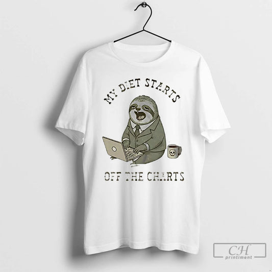 Classic My Diet Starts Off The Charts Sloth T-Shirts, Hoodie, Sweatshirt | InkThreadWorks.com