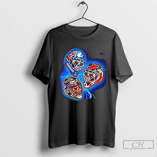 Classic New York Rangers New Jersey Devils And Boston Bruins Nhl 94 Goalie Mask Art T-Shirts, Hoodie, Sweatshirt
