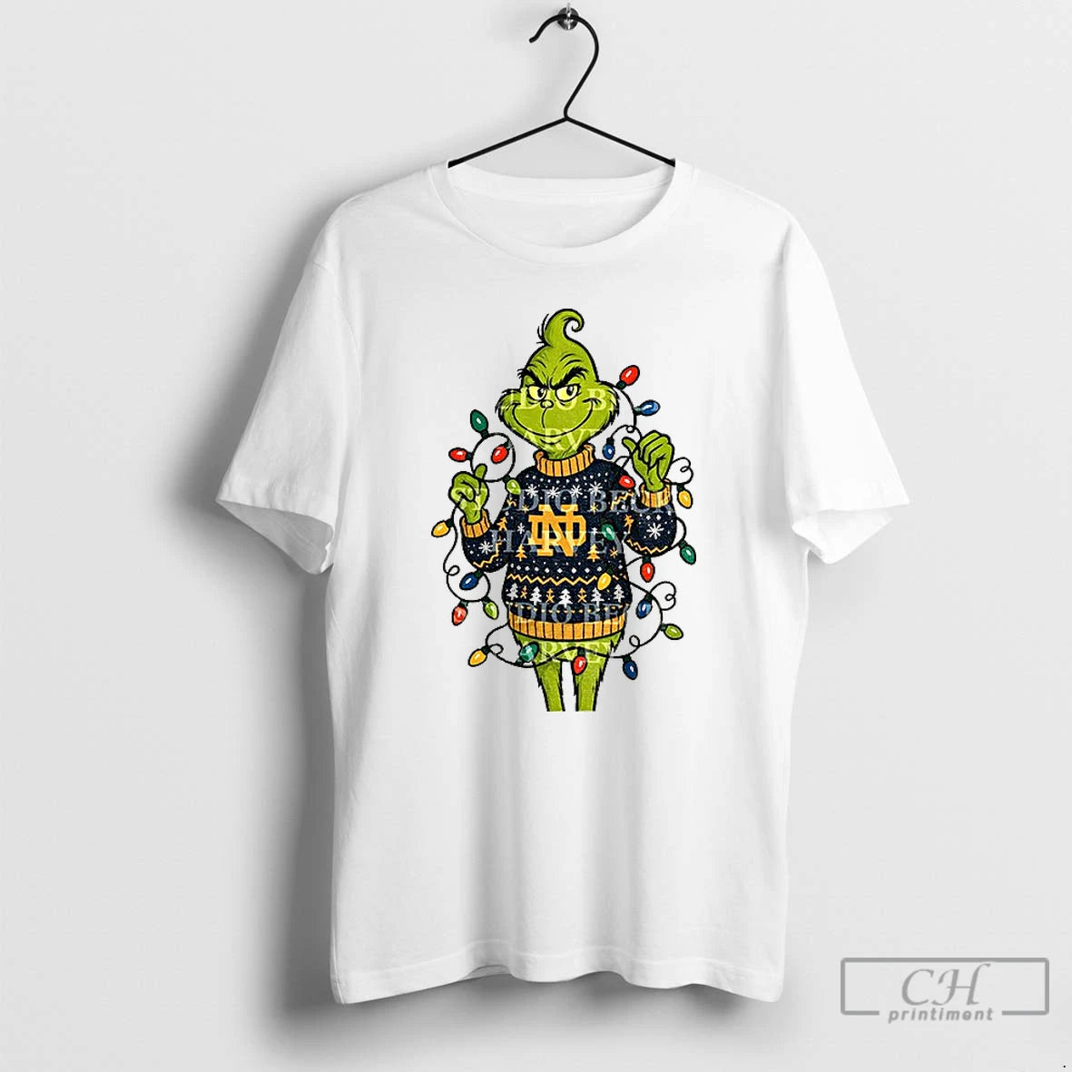 Classic Notre Dame Grinch Christmas Light T-Shirts, Hoodie, Sweatshirt | InkThreadWorks.com