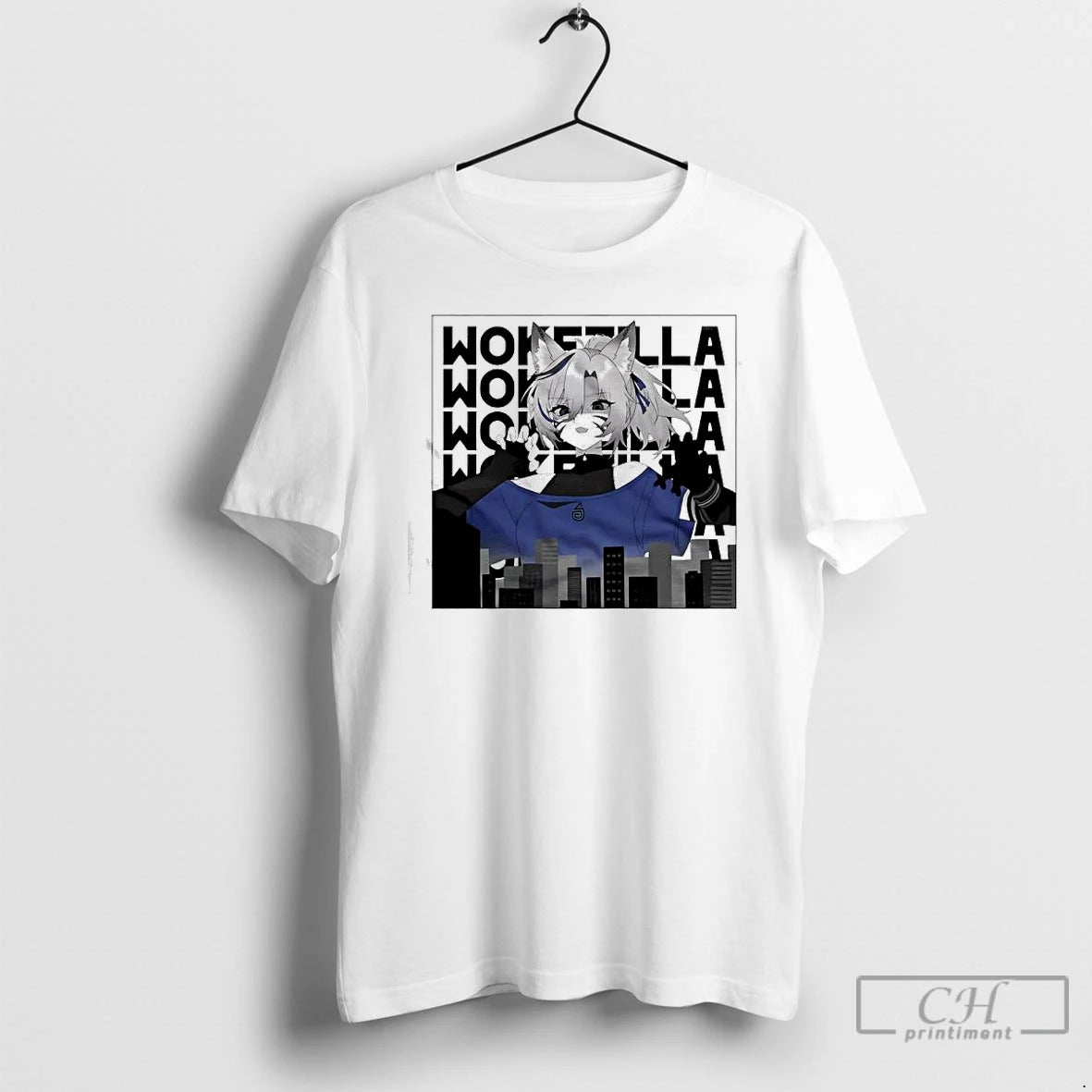 Classic Nyaras Vtuber Towering Over A City Skyline Wokezilla T-Shirts, Hoodie, Sweatshirt | InkThreadWorks.com