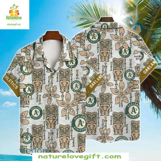 Oakland Athletics Hawaiian Shirt Tiki Tribal MLB Baseball Apparel F6ADBWMP