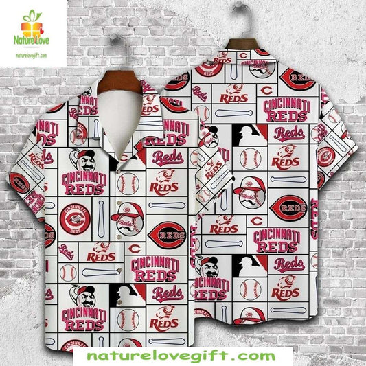 Cincinnati Reds Hawaiian Shirt Classic Pennant White MLB Baseball Apparel
