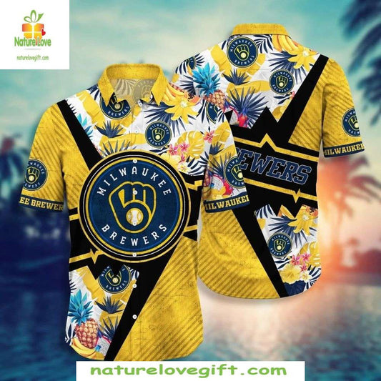 Milwaukee Brewers MLB Hawaiian Shirt Classic Pinstripe Baseball Apparel
