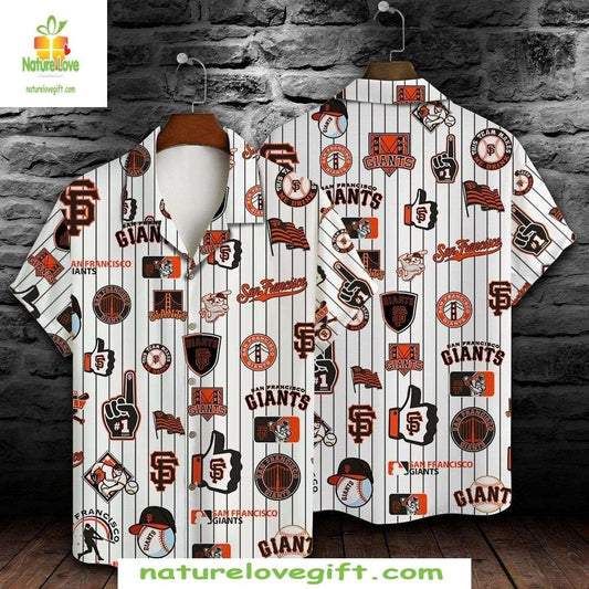 SF Giants Hawaiian Shirt Classic Pinstripe Baseball Apparel VJC2SWFQ