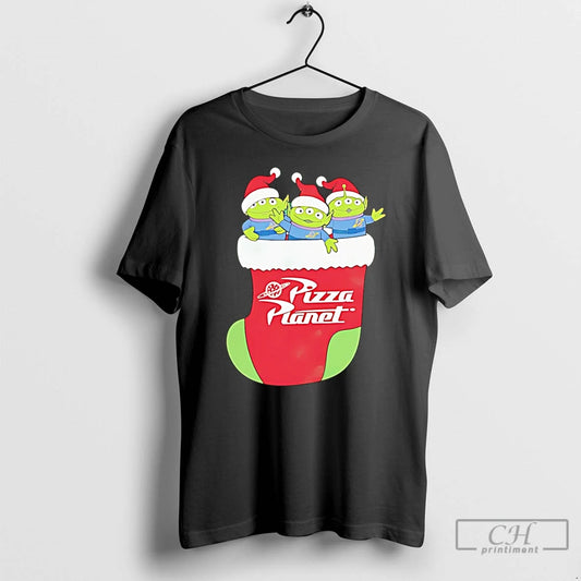 Classic Pizza Planet Alien Christmas Stocking T-Shirts, Hoodie, Sweatshirt | InkThreadWorks.com