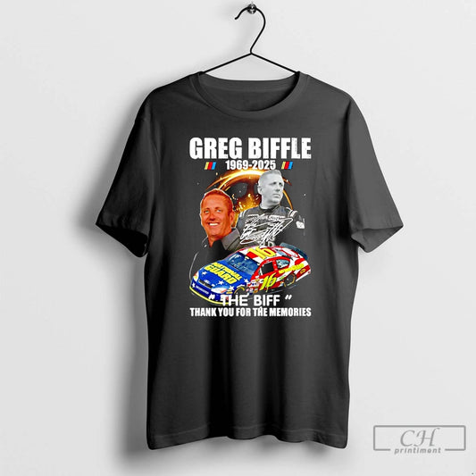 Classic R I P Greg Biffle 1969 2025 Thank You For The Memories Signature T-Shirts, Hoodie, Sweatshirt | InkThreadWorks.com