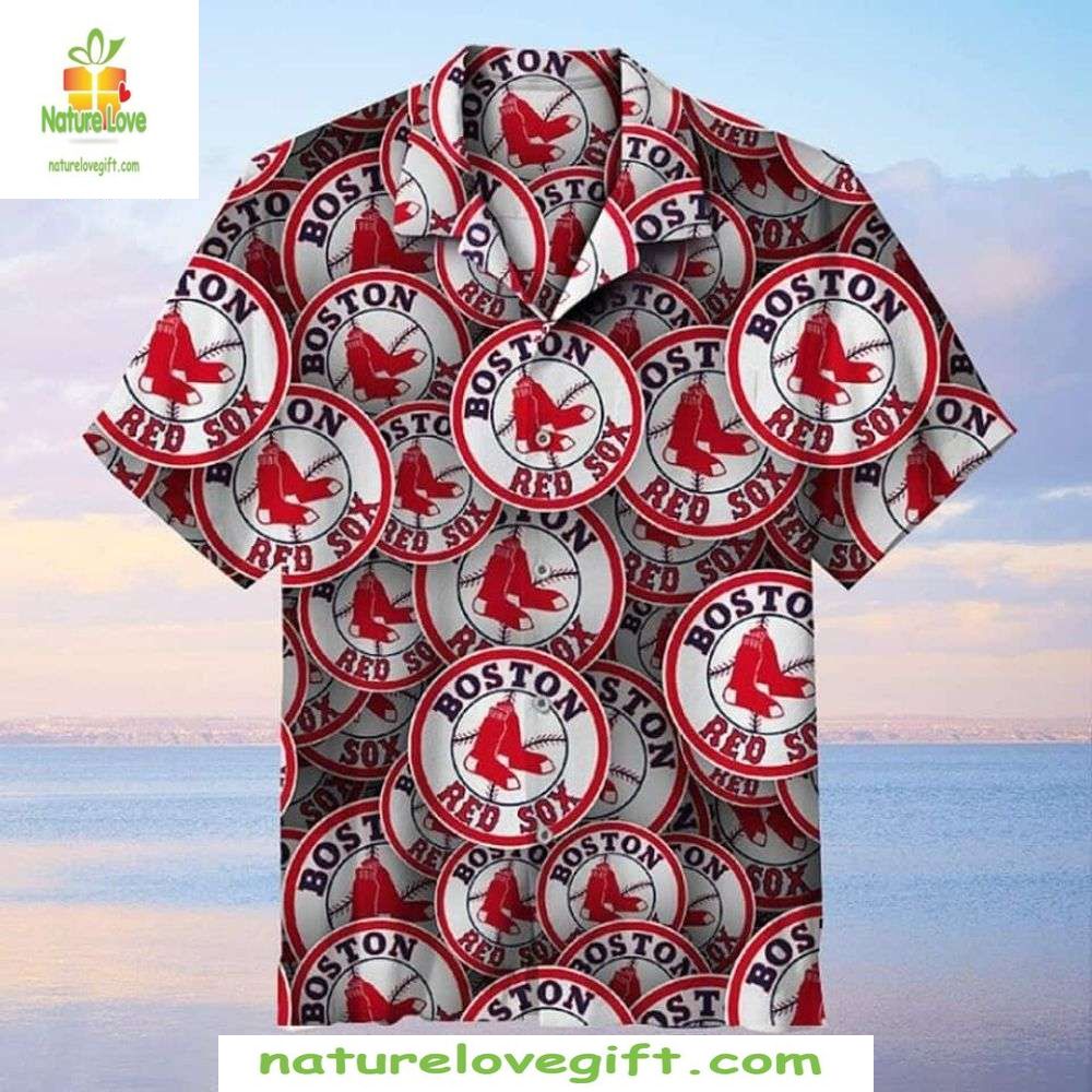 Boston Red Sox Hawaiian Shirt MLB Baseball Circle Logo Apparel