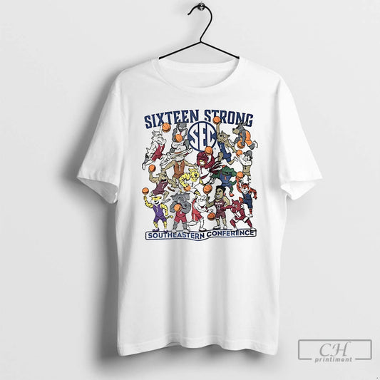Classic Southeastern Conference Sixteen Strong Basketball Sec Mascots T-Shirts, Hoodie, Sweatshirt | InkThreadWorks.com