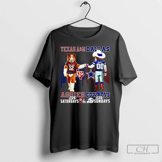 Classic Texas Am Aggies On Saturdays X Dallas Cowboys On Sundays Mascot T Shirts Sweater Hoodie, Sweatshirt