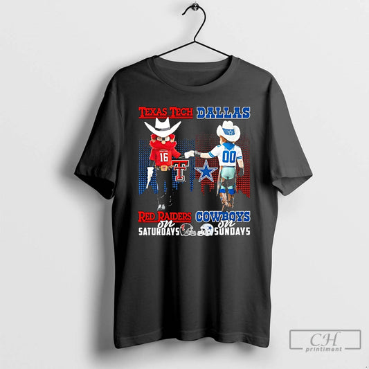 Classic Texas Tech Red Raiders On Saturdays X Dallas Cowboys On Sundays Mascot T Shirts Hoodie, Sweatshirt