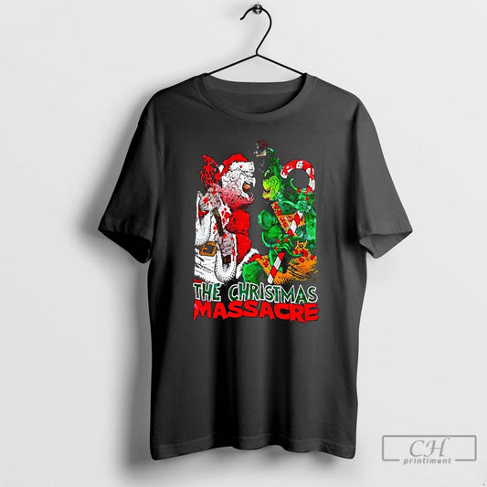 Classic The Christmas Massacre Santa Claus And Grinch Monters T-Shirts, Hoodie, Sweatshirt | InkThreadWorks.com
