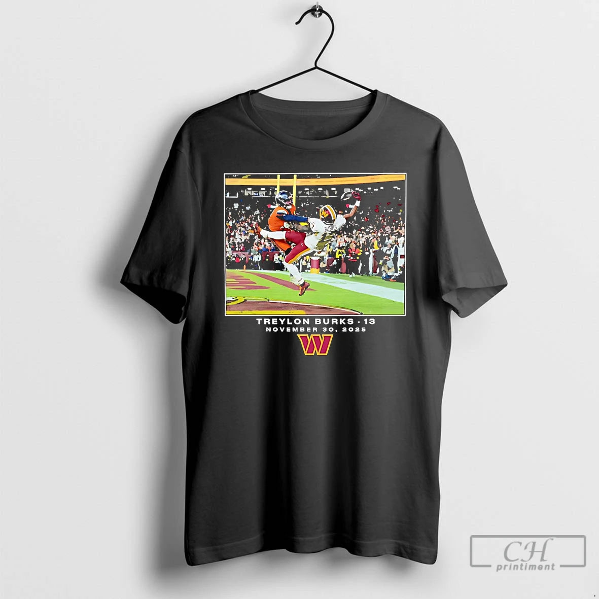 Classic Treylon Burks Catching Moment Photo Washington Commanders T-Shirts, Hoodie, Sweatshirt | InkThreadWorks.com