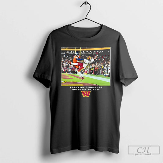 Classic Treylon Burks Catching Moment Photo Washington Commanders T-Shirts, Hoodie, Sweatshirt | InkThreadWorks.com