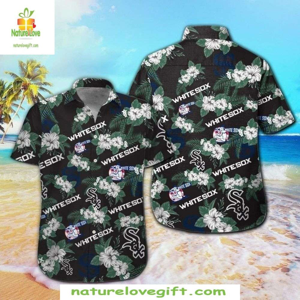 White Sox Hawaiian Shirt Black Tropical Floral MLB Baseball Apparel