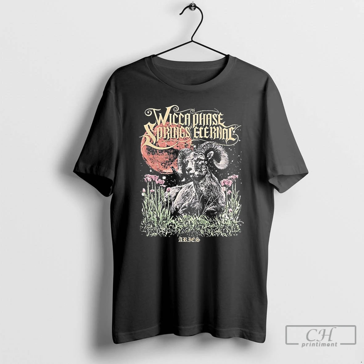 Classic Wicca Phase Springs Eternal Aries Moon Red T-Shirts, Hoodie, Sweatshirt | InkThreadWorks.com