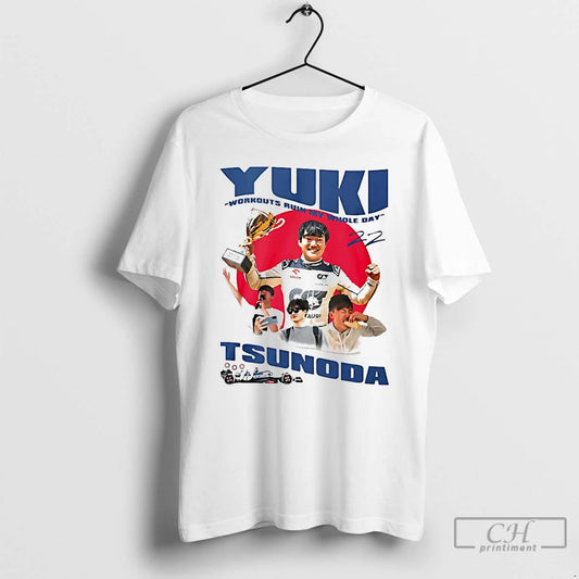Classic Yuki Tsunoda Workouts Ruin My Whole Day Signature T-Shirts, Hoodie, Sweatshirt | InkThreadWorks.com