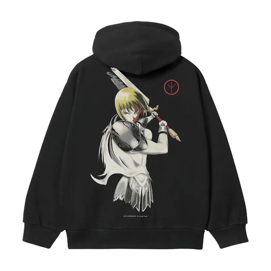 Claymore "Clare's Slash" Heavyweight Vintage Hoodie Cotton Blend Classic Anime Sweatshirt Menswear Tops Pullover Long Sleeve Casual Biker Black Wetsuit Oversize Oversized Baggy Crewneck Loose