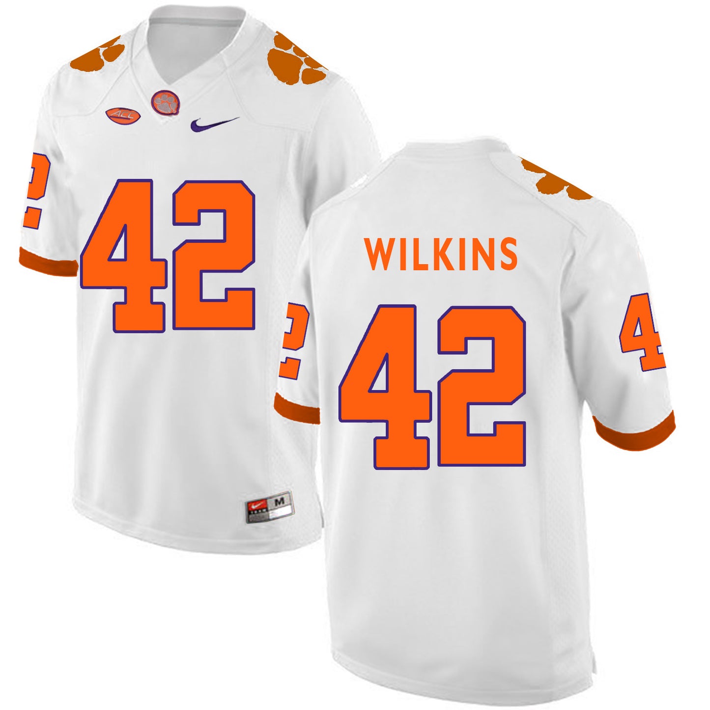 Clemson Tigers WILKINS 42 White