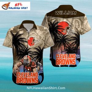 Cleveland Browns Aloha Shirt - Stormy Sunset Palm Trees Theme