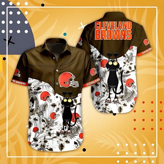 Cleveland Browns Hawaiian Shirt Cat Craze Design 688051